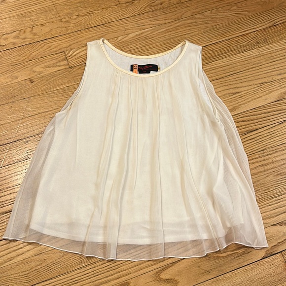 Alice + Olivia Tops - Alice + Olivia Silk & Leather Trim Tank